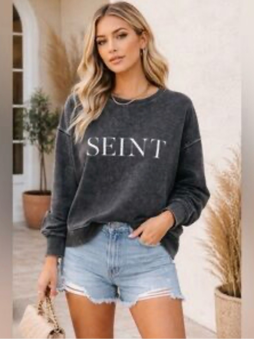 NWT SEINT Charcoal grey Logo Sweatshirt size medium